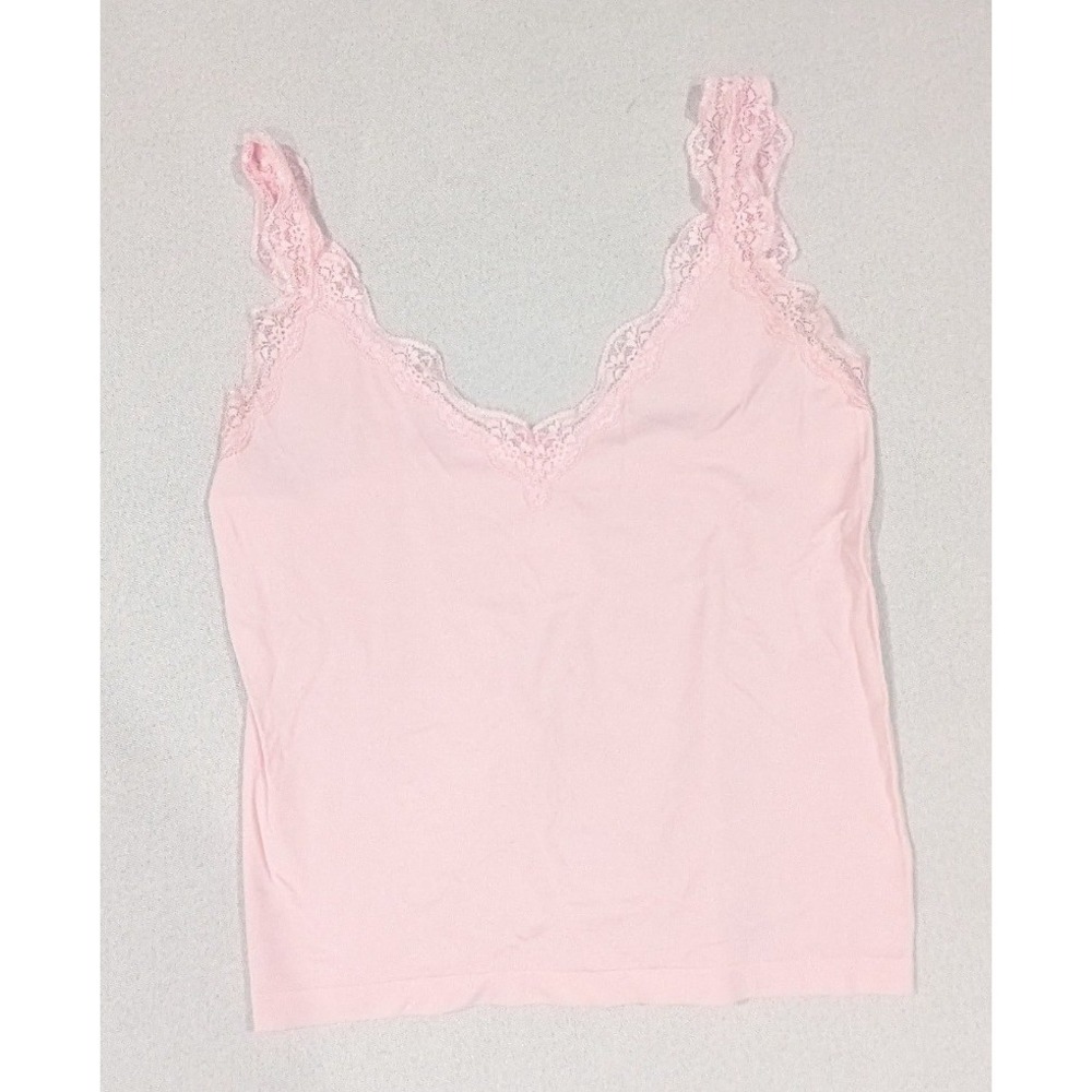 Wild Fable Camisole Women Large Pink Excellent Lace Trim V-Neck Tank Top